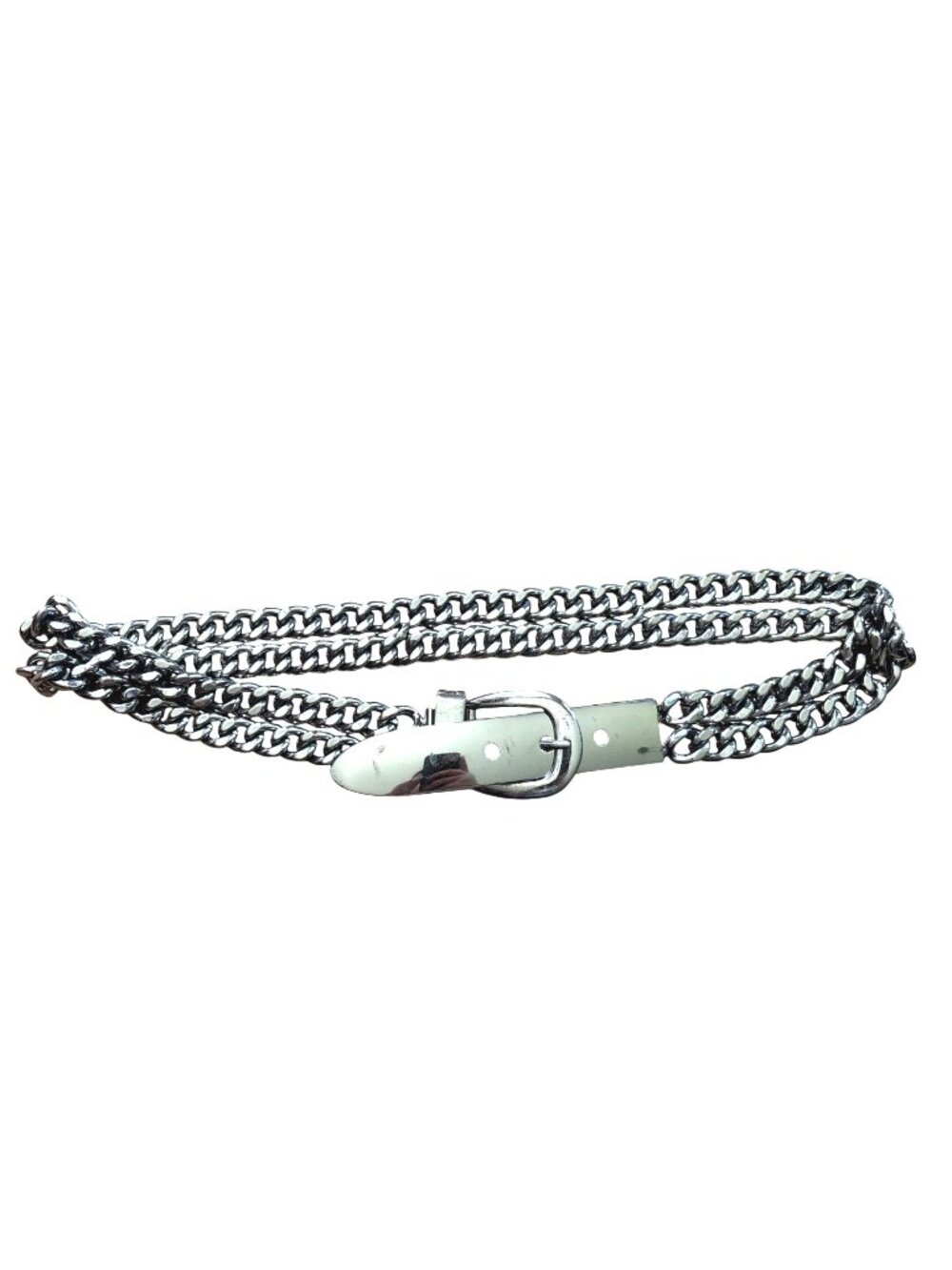 Women's Metal Belt Silver Tone Double Chain 37 Inches Y2K Grunge Punk Streetwear